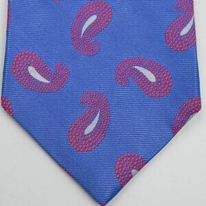NEW Peter Blair Bespoke Light Blue With Big Pink Paisley Handmade USA Silk Tie